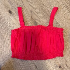Abercrombie hot pink cropped tank top with pleated design and adjustable straps